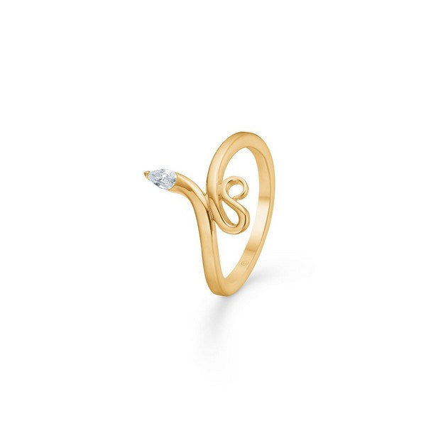 Mads Z Cobra ring fra White Label i 8 kt guld med hvid zirkon.